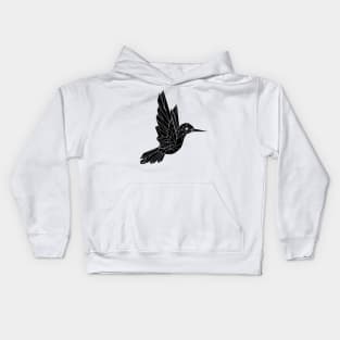 Black Polygonal Hummingbird Kids Hoodie